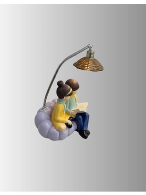 Nurton Romantik Çift Temalı Dekoratif Masa Lambası Yumuşak LED Işık