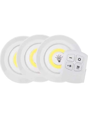 Nurton LED Lamba 3'lü Uzaktan Kumandalı Yapışkanlı