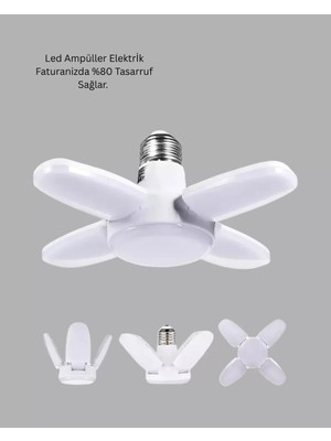 Nurton Enerji Tasarruflu LED Ampül 60 Watt 4 Kollu Beyaz Işık Yeni Nesil