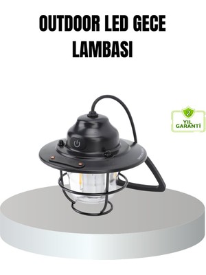 Nurton Retro Kamp Lambası Su Geçirmez Taşınabilir Gece Işığı Uzun Pil Ömürlü
