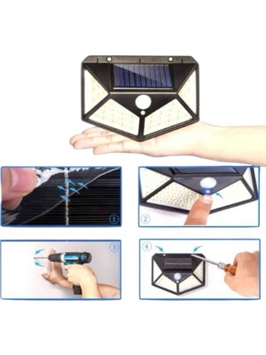 Nurton Bahçe Lambası Bahçe Aydınlatma Sensörlü Suya Dayanıklı 100 LED