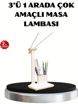 Nurton Kalemlik ve Telefon Standlı Masa Lambası – Kısılabilir LED Işık Göz Dostu Tasarım