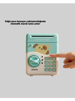 Nurton Çocuklar Için Su Yeşili Atm Kasa Tasarımlı Şifreli Kumbara