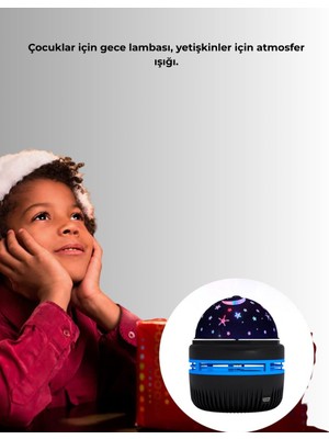 Nurton 360° Dönen Galaxy Projektörlü Gece Lambası – Star Master Yıldızlı Gökyüzü Efekti
