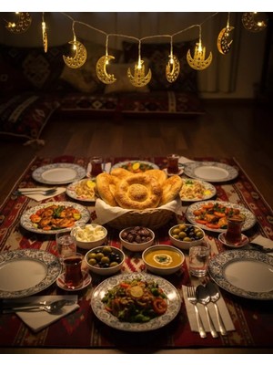 Nurton Dekoratif Minareli Hilal LED Işık Metal Gövdeli Ramazan Aydınlatma