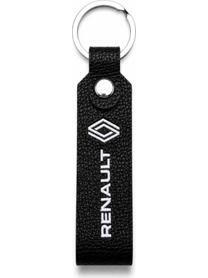 SAVEK Renault Logo Baskılı Siyah Suni Deri Anahtarlık