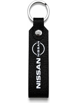 SAVEK Nissan Logo Baskılı Siyah Suni Deri Anahtarlık