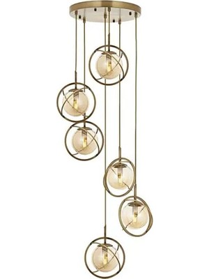 Vivense Avonnı Av 60291 6et Eskitme Kaplama Modern Avize E14 Metal Cam 40 cm
