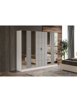 Doressa Adra Grey 6 Kapılı Gardırop