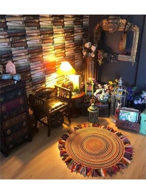 Vivense Milda Jüt Kilim, Yuvarlak, Hasır, Renkli, 140X140