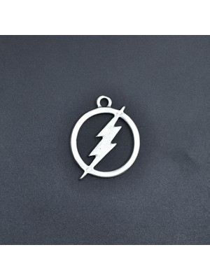 Alooya Şimşek - The Flash Gümüş Kaplama Kolye Ucu