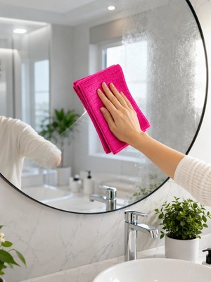 A-Luxe Mikrofiber Temizlik Bezi 40X40 cm Pembe Iz Bırakmayan Çok Amaçlı Temizlik Bezi