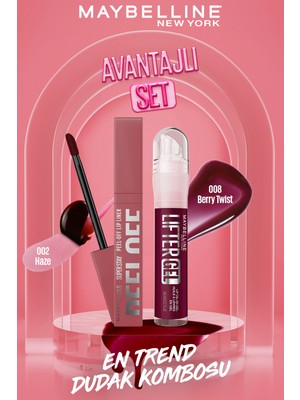 Maybelline New York Lifter Gel - 08 Berry Twist  & Super Stay Peel Off -  02 Haze
