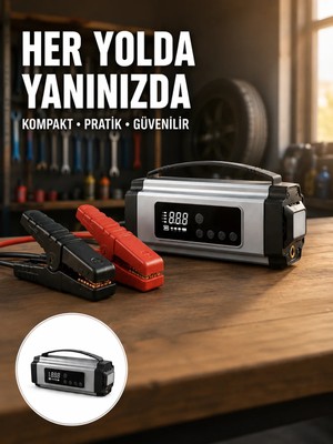 A-Luxe Acil Durumlar Için Çok Fonksiyonlu Araç Akü Takviyesi Hava Kompresörü ve Güç Kaynağı Yeni Nesil