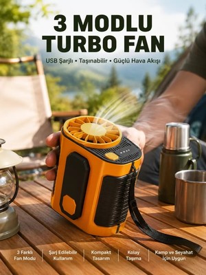 Nemere Ithalat Taşınabilir USB Şarjlı Turbo Fan – 3 Modlu Soğutma, Hafif & Kompakt