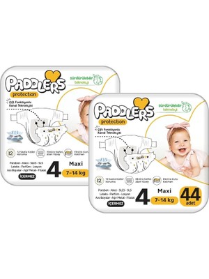 Paddlers Protection Bebek Bezi 4 Numara Maxi (7-14 Kg) 88 Adet – 2’li Set, Maksimum Koruma