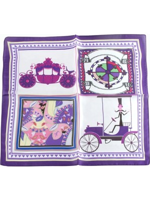 Bijuteri Net Pusula At Arabası Desenli Zr Şifon Fular 50*50 cm