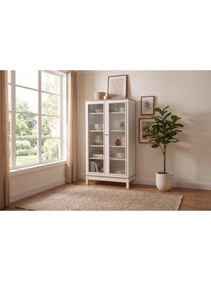 Vivense Calen Camlı Vitrin, 2 Kapaklı