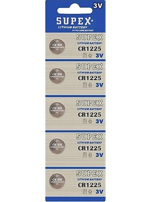 Supex CR1225-C5 3V Lityum Düğme Pil 5'li Paket (Kdo)