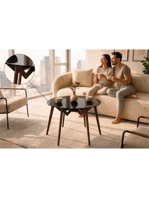 Vivense Vertex Örümcek Ayaklı Temperli Cam Sehpa, Kahve, 50X60