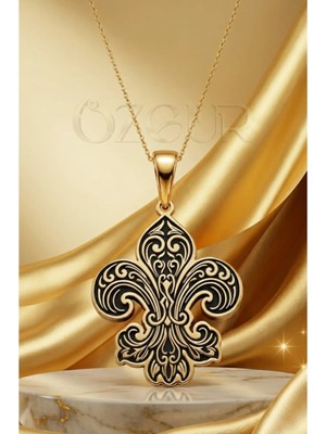 Özgür Takı 925 Ayar Gümüş Fleur De Lis Zambak Kolye