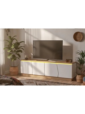Vivense Bohem 180 cm Tv Ünitesi, Mdf Kapak LED Işıklı Tv Ünitesi