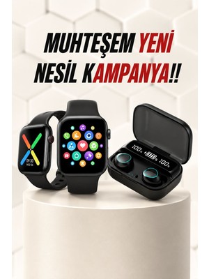 Kaliteli Akıllı Saat ve Kaliteli Bluetooth Kulaklık Anc Özelliği Uzun Pil Ömrü