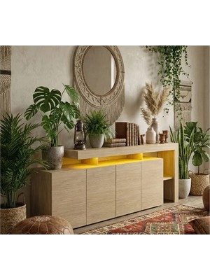 Vivense Luma Ledli Konsol, 192 Cm, Meşe Desen