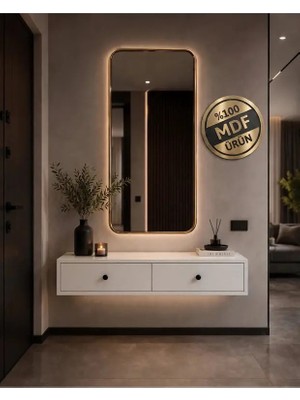 Eng Ahşap Modern Mdf Beyaz 2 Kapaklı Makyaj Masası - Dresuar