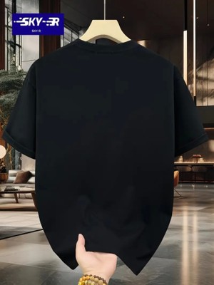 Pomeya  Baskılı Oversize Bisiklet Yaka T-Shirt - Siyah