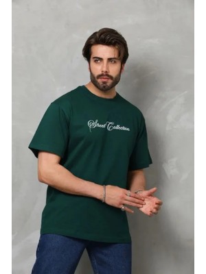 Pomeya  Erkek Baskılı T-Shirt Kısa Kol Bisiklet Yaka Regular Fit Rahat Kalıp Günlük Tişört - Çağla Yeşili