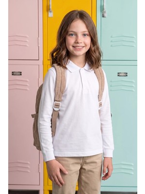 FullaModa Basic Polo Yaka Uzun Kollu Unisex Çocuk Sweatshirt