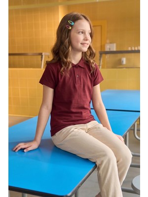 FullaModa Basic Polo Yaka Unisex Çocuk Tişört
