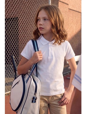 FullaModa Basic Polo Yaka Unisex Çocuk Tişört