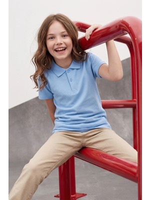 FullaModa Basic Polo Yaka Unisex Çocuk Tişört