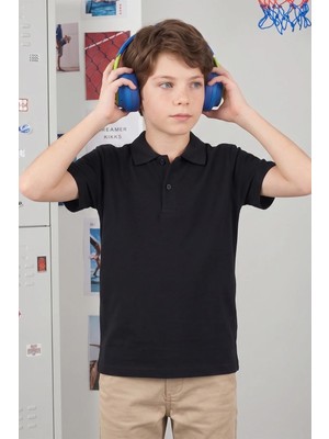 FullaModa Basic Polo Yaka Unisex Çocuk Tişört