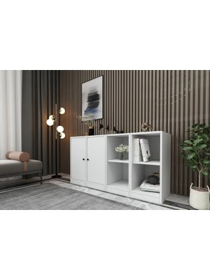 Vivense Consola Raflı Dolaplı Konsol Beyaz 130 cm KNS-1029-Ç