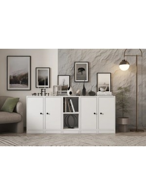 Vivense Consola Raflı Dolaplı Konsol Beyaz 160 cm KNS-1024-Ç