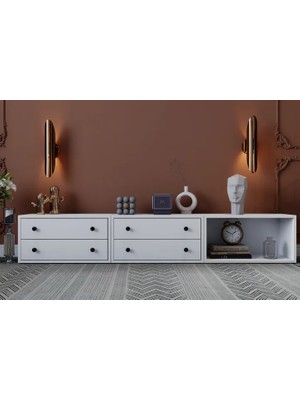 Vivense Consola Modüler ve Çok Fonksiyonlu 4 Çekmeceli Konsol ve Salon Dolabı