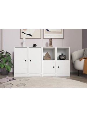 Vivense Consola Raflı Dolaplı Konsol Beyaz 130 cm KNS-1032-Ç