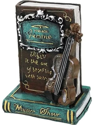 Nemere Ithalat Kitap ve Keman Tasarımlı Biblo Kumbara - Vintage Model - Dekoratif Obje
