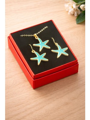 Frefly Store Deniz Yıldızı Mineli Kutulu Kolye Set