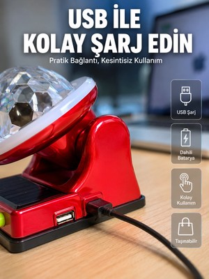 Frefly Store Güneş Enerjili LED Disco Lamba Şarjlı Rgb Parti ve Dekoratif Aydınlatma Lambası