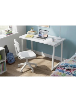 Vivense Biga Ofis Masası ve Deniz Kolsuz Sandalye Set, Beyaz, 60X120 cm