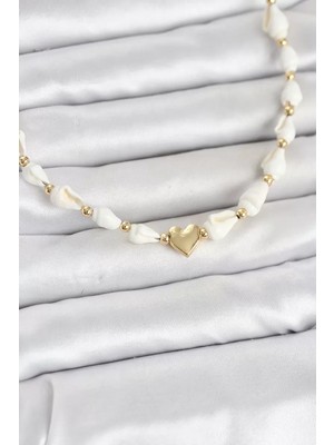 Renas Store Doğal Deniz Kabuğu Dizili Kalp Model Kolye TJ-BKO11109