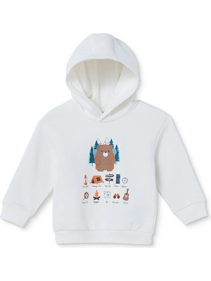 Hellobaby Erkek Bebek Kapüşonlu Sweatshirt Kamp Baskılı Kapüşonlu Long Sleeve