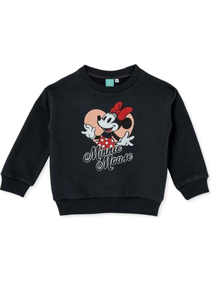 Disney Kız Bebek Lisans Sweatshirt Lisans Baskılı Bisiklet Yaka Long Sleeve