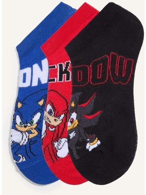DeFacto Sonic The Hedgehog 3'lü Pamuklu Patik Çorap Erkek Çocuk I2125A8NS