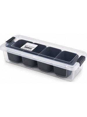 Uravas Store 35X7CM Şeffaf Kutu - Siyah Bölme Dikdörtgen Bölmeli Saklama Kab (5047)