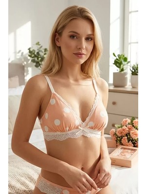 Nemere Balensiz Cepli Bralet Puantiye Sütyen Ped Takılabilir Toparlayıcı Nefes Alan Hafif Doğal Görünüm Ayarlanabilir Askılı Günlük Konfor Kadın Sütyen
